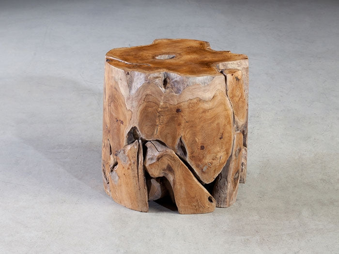 Teak Slice Stool, Round