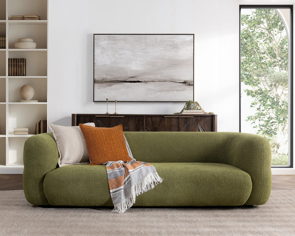 Faris Upholstered Sofa in Dark Olive with Plush Comfort