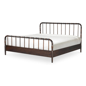 Vivian Queen Bed Dark Brown with Turned Detailing