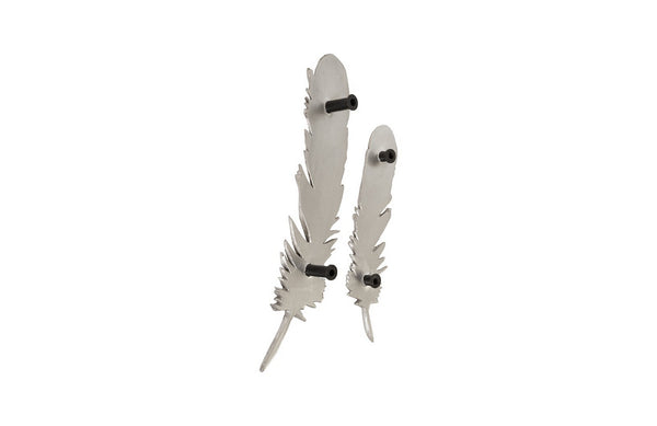 Feathers Wall Art, Silver Leaf, Set of 2