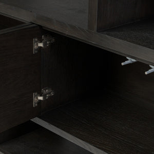 Noeline Wide Bookcase - Smoked Black Oak