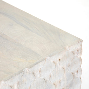 Rio Media Console-Round Cut White Wash