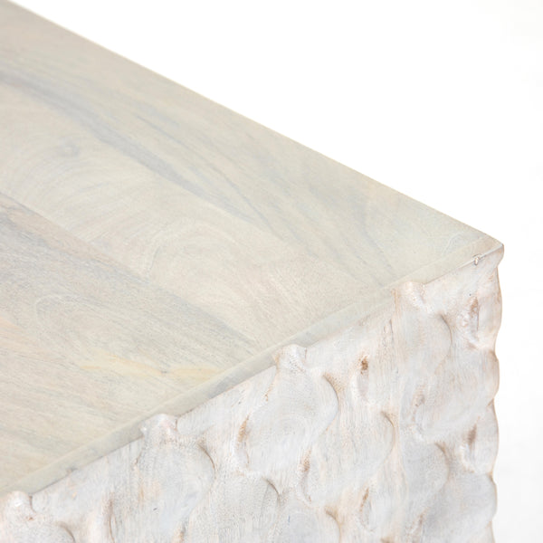 Rio Media Console-Round Cut White Wash