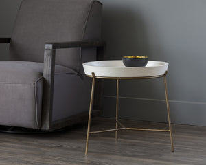 Remy End Table - Antique Brass - Ivory