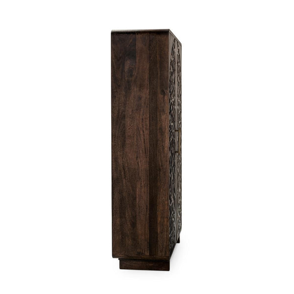 Albero Solid Wood Tall Cabinet in Kona Brown