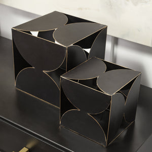 Darren (Small) 6L x 6W Black Metal Decorative Cube