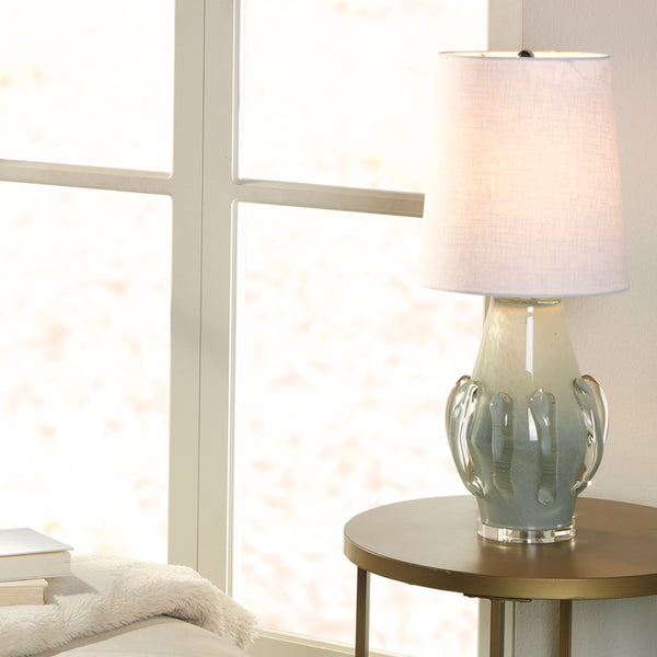 Talon Glass Table Lamp with Linen Shade