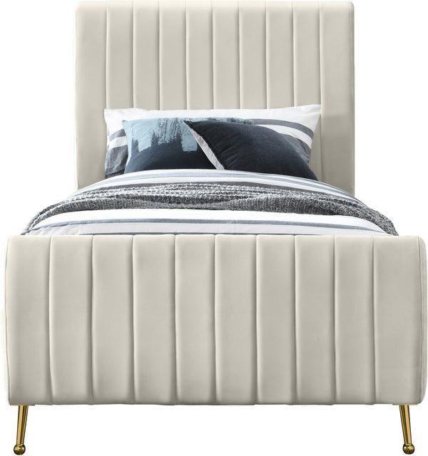 Marcos Twin Bed In Cream Velvet
