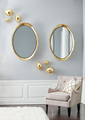 Broken Egg Mirror-White and Gold Leaf