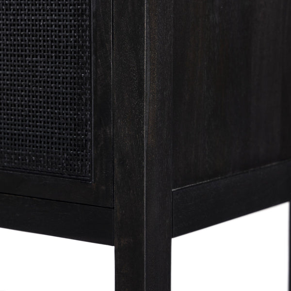 Caprice Narrow Cabinet - Black Natural Cane
