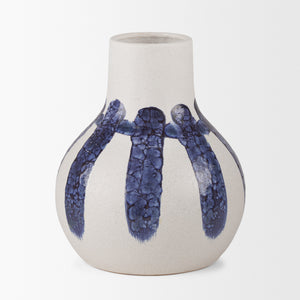 Truett White w/ Blue Stripes Ceramic Jug Vase