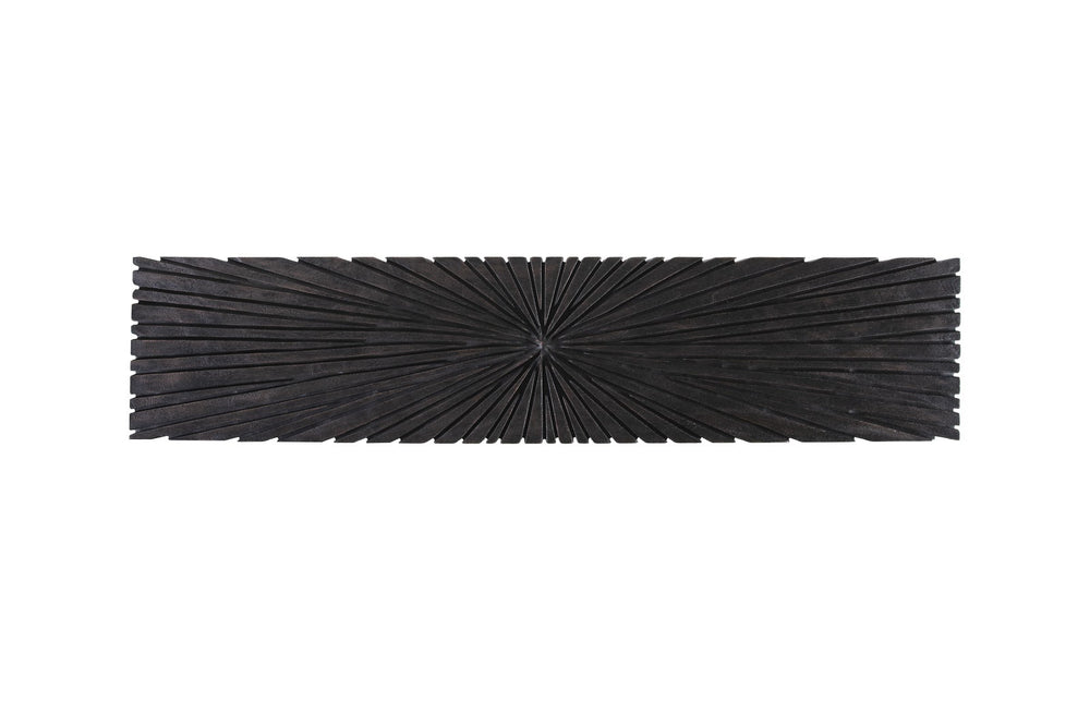 Chainsaw Console Table, Burnt Black, Black Iron Cross Base