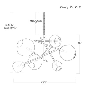 Molten Chandelier With Clear Glass (Polished Nickel)