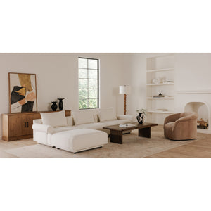 Rosello Ottoman in White with Textured Fabric