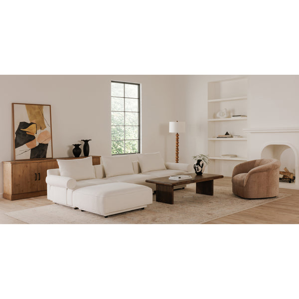 Rosello Ottoman in White with Textured Fabric