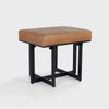 Calvin Leather Rectangle Stool with Black Metal Base - Sedona Brown