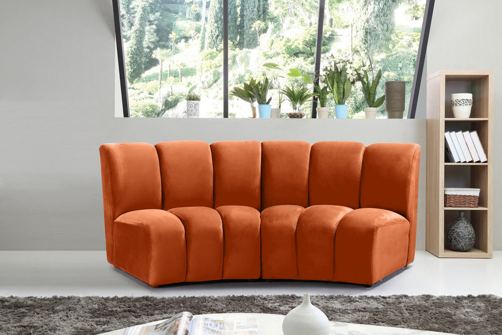 Lynda 2pc. Modular Sectional In Cognac Velvet