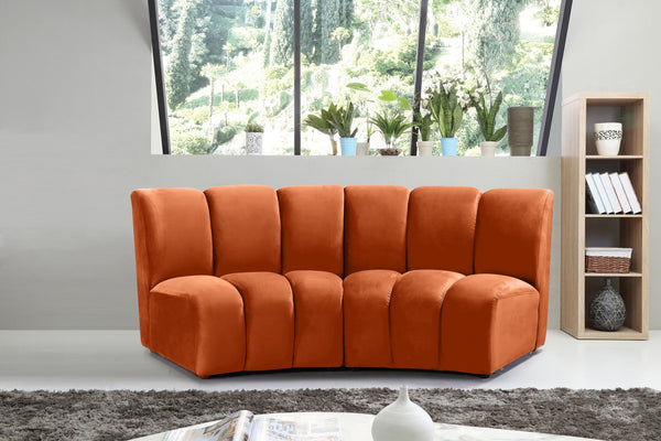 Lynda 2pc. Modular Sectional In Cognac Velvet