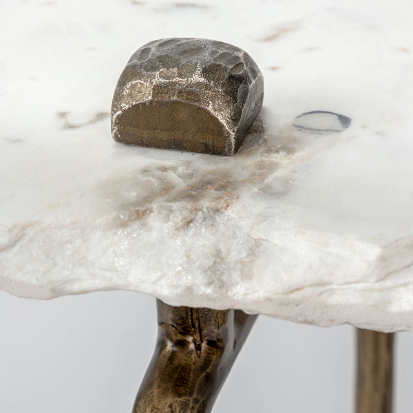Pinera III 49L x 17W White Marble Top Gold-Toned Iron Base Console Table