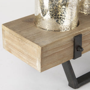 Benk Wood and Black Metal Five Cup Candle Holder