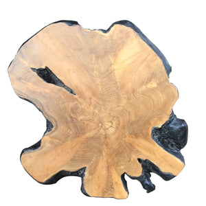 Anya KD Reclaimed Teak Side/ End Table, Natural/Black 