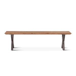 Bern 68" Bench, Smoke Acacia, Natural Steel