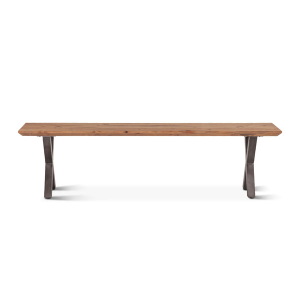 Bern 68" Bench, Smoke Acacia, Natural Steel