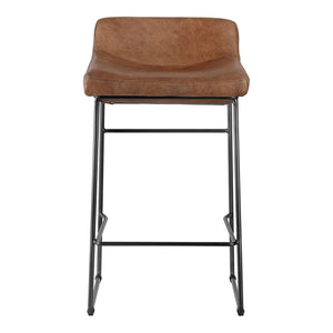 Moe's Starlet Counter Stool Set in Open Road Brown Leather