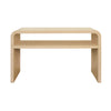 WATERFALL EDGE TWO TIER CONSOLE TABLE IN NATURAL GRASSCLOTH