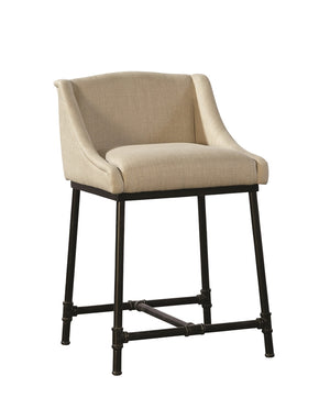 Linen & Iron Pipe Counter Stool