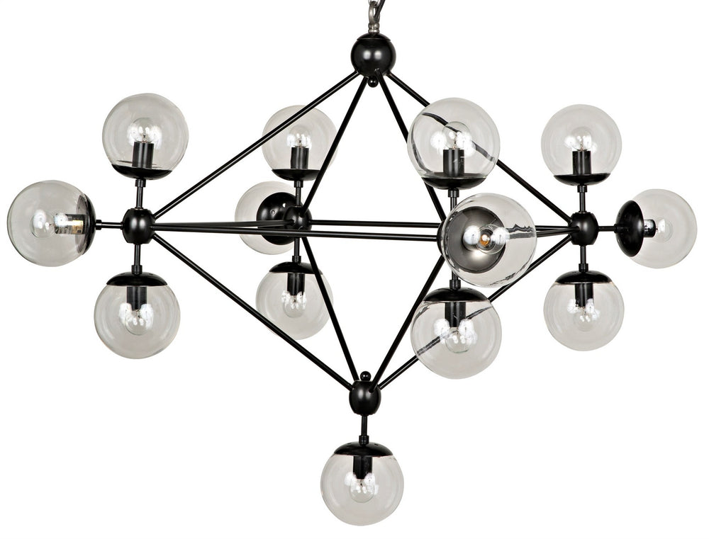 Pluto Chandelier, Small, Black Steel