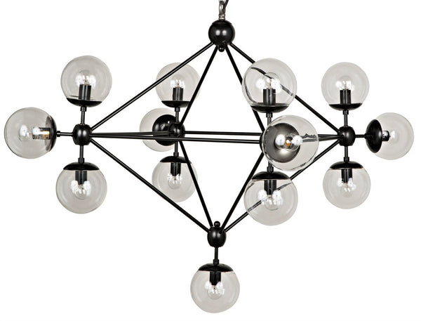 Pluto Chandelier, Small, Black Steel