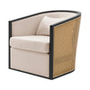 Marilyn Linen Swivel Accent Arm Chair w/ Rattan Black Frame, Shortbread/Natural