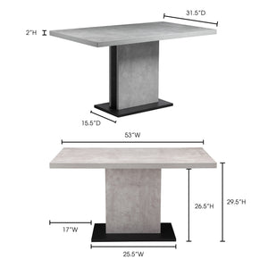 Moe's Hanlon Dining Table Light Grey Concrete, 4-Seater