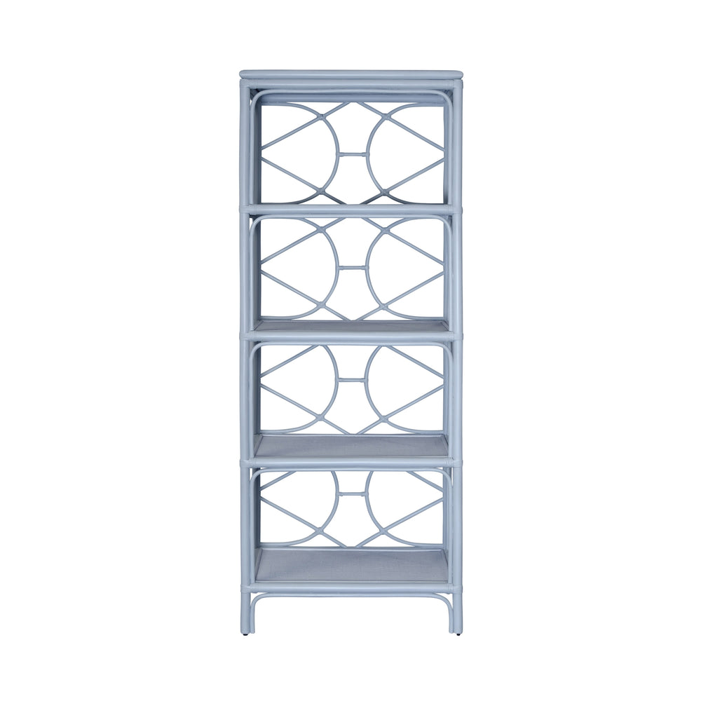 DECORATIVE BACK ETAGERE IN RATTAN PAINTED LIGHT BLUE