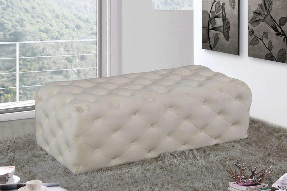 Debbie Ottoman/Bench In Cream Velvet