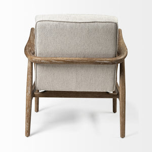 Ajax II Cream Fabric W/ Brown Wooden Frame Accent Chair
