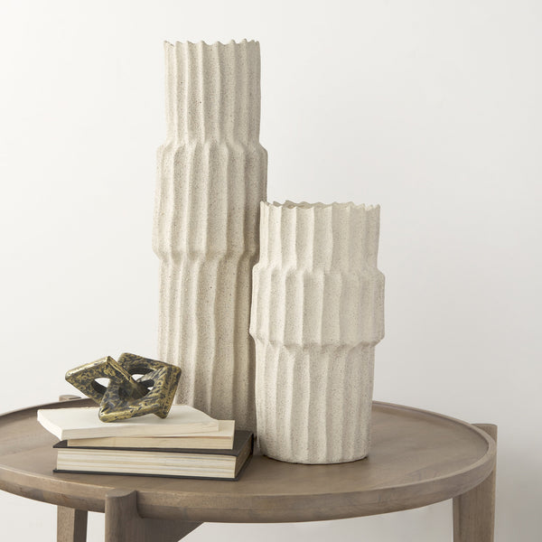Cardon 14.4H Cream Ceramic Vase