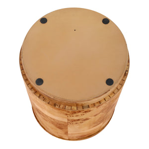 Arsenio Burl Wood Round Side/End Table, Natural Burl