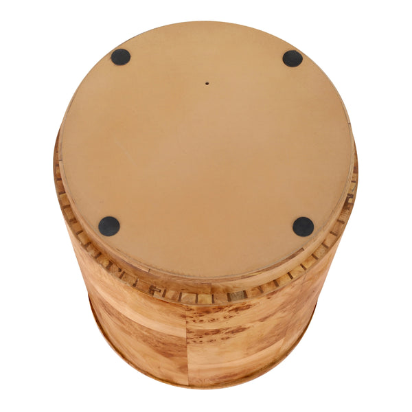 Arsenio Burl Wood Round Side/End Table, Natural Burl