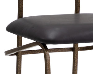 GIBBONS BARSTOOL - ANTIQUE BRASS - CHARCOAL BLACK LEATHER
