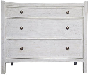 Hampton Mahogany and Veneer Side Table with Brass Pulls in White Wash Finish
