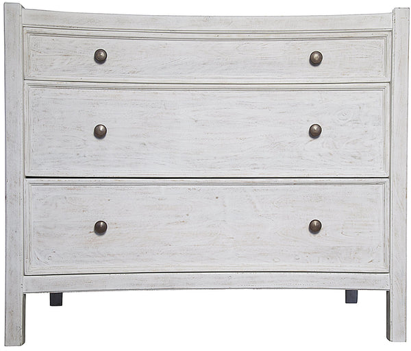 Hampton Mahogany and Veneer Side Table with Brass Pulls in White Wash Finish