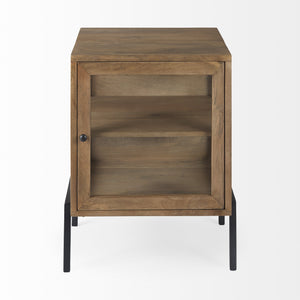 Arelius 20L x 18W x 26H Light Brown Wood W/ Black Metal Frame End/Side Table