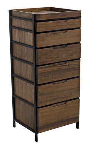 Seoul Tallboy Dark Walnut and Industrial Steel Chest of Drawers