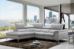 Michele Premium Leather Sectional in Left Hand Facing Chaise