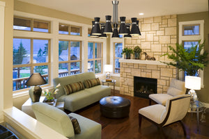 Soriano 9 Light Chandelier in Matte Black + Brushed Nickel Finish