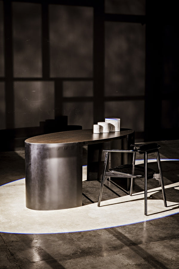 Marigold Desk, Ebony Walnut with Black Steel