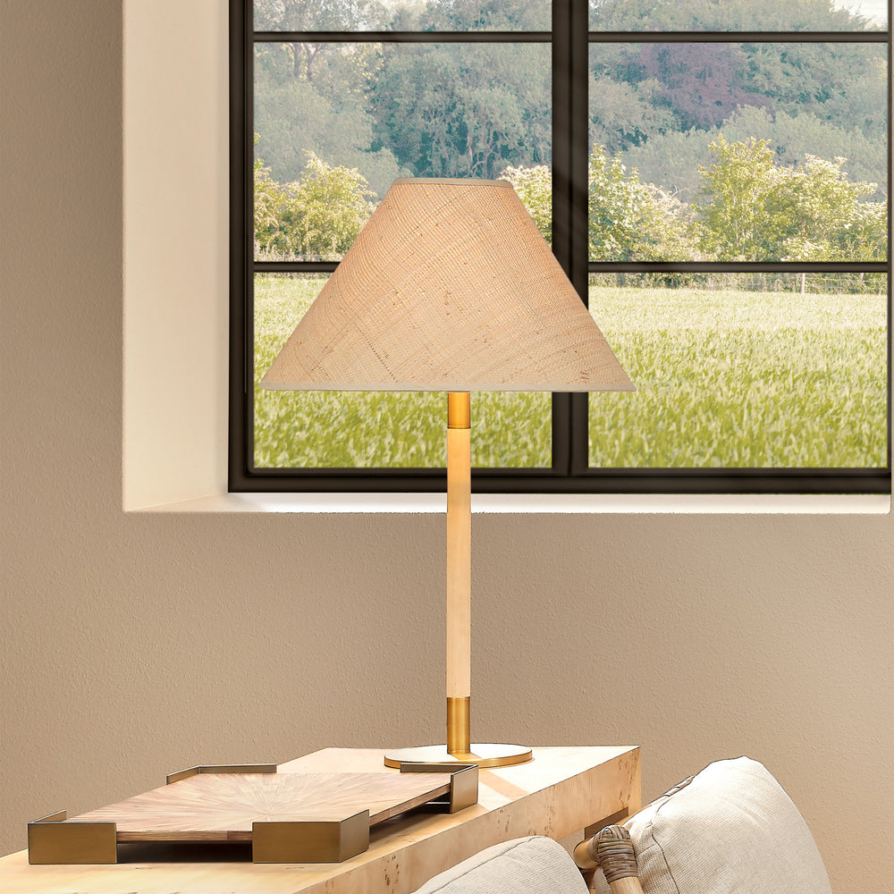 Morgana Wood and Metal Table Lamp with Raffia Shade