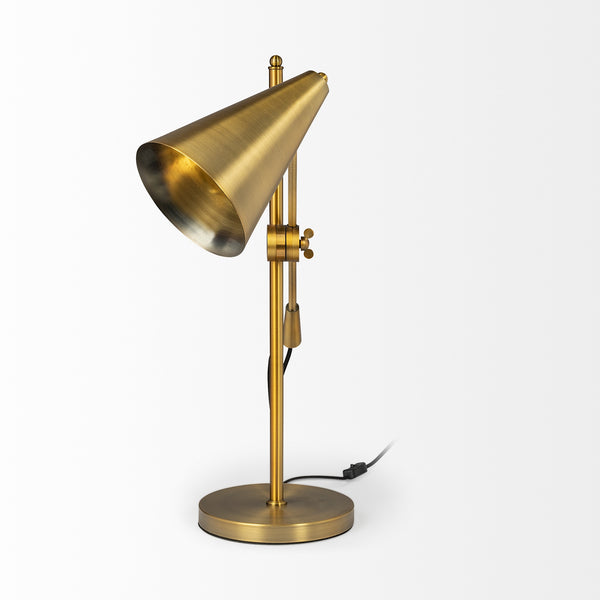 Fragon I (26"H) Gold-Tone Metal Adjustable Cone Shade Table Lamp